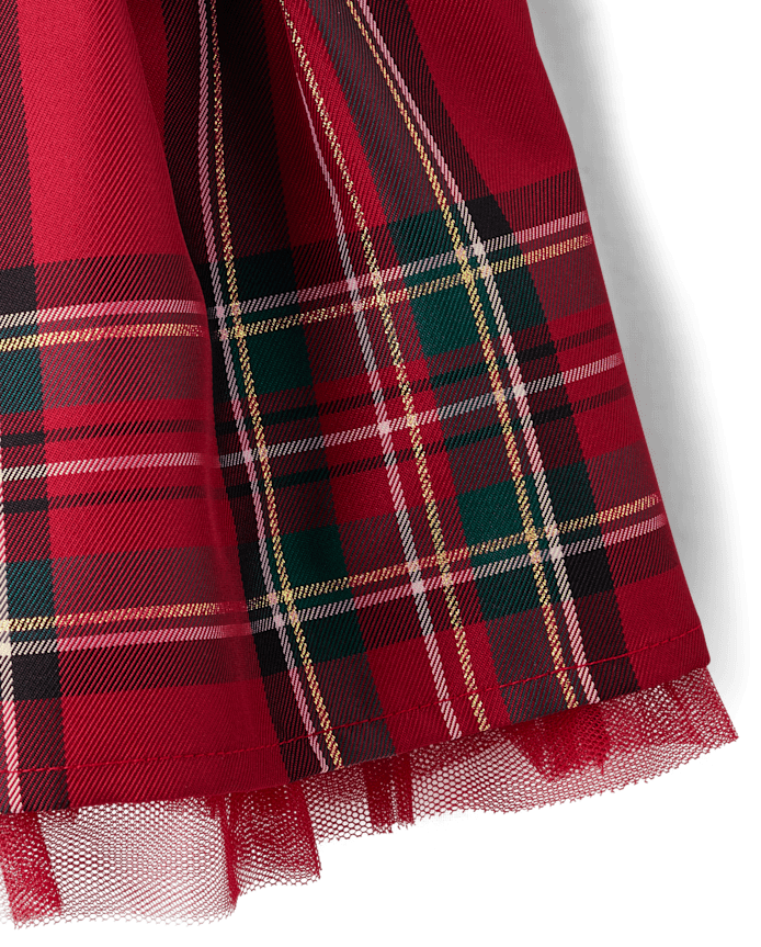 Toddler Girls Matching Family Plaid Velour Fit And Flare Dress
