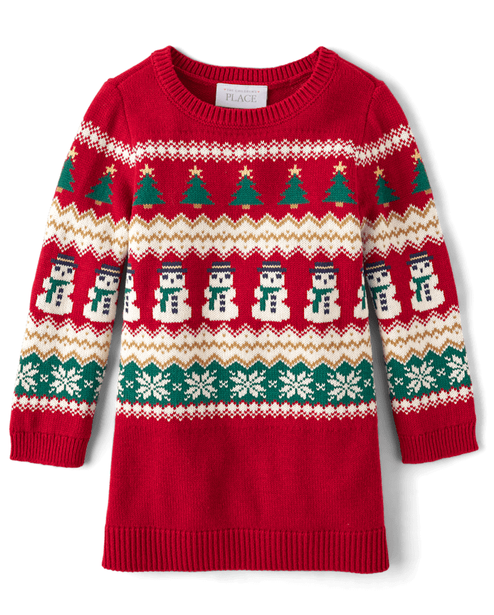 Baby And Toddler Girls Matching Family Christmas Fairisle Sweater Dress