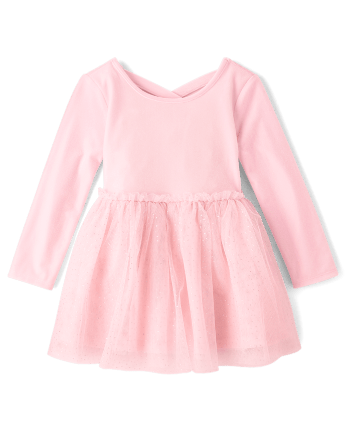 Baby And Toddler Girls Cross Back Glitter Velour Tutu Dress