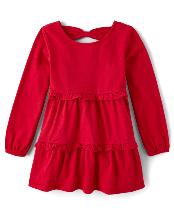 Baby And Toddler Girls Bow Back Tiered Dress