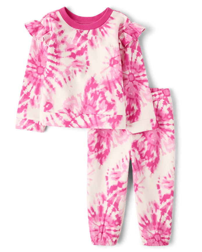 Toddler Girls Tie Dye Fleece 2-Piece Outfit Set