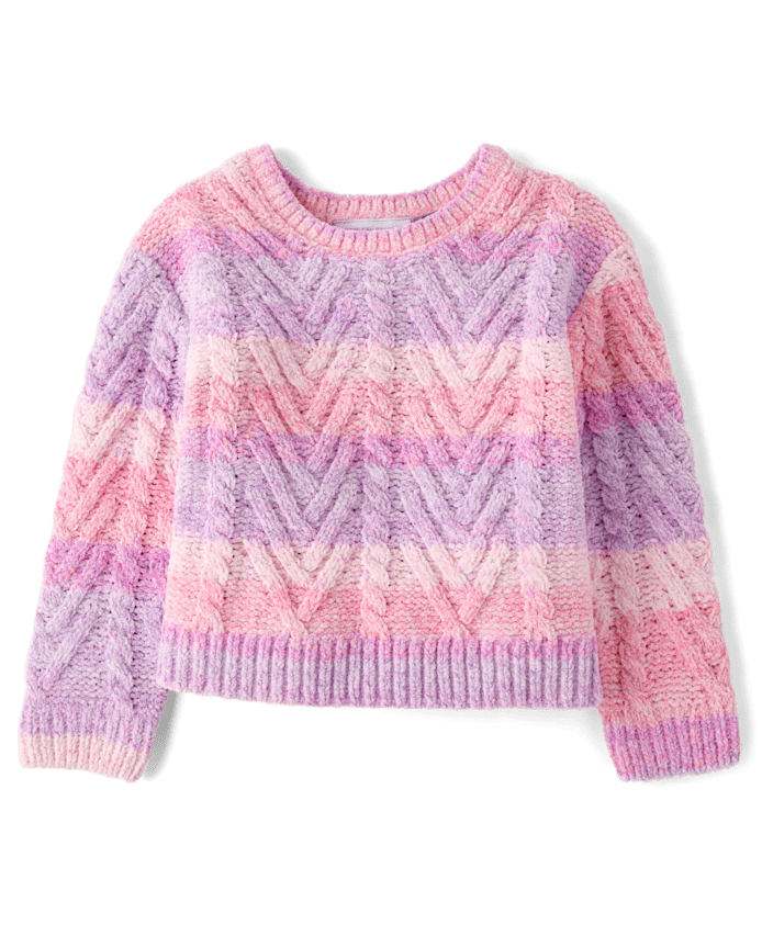 Toddler Girls Rainbow Ombre Chenille Sweater