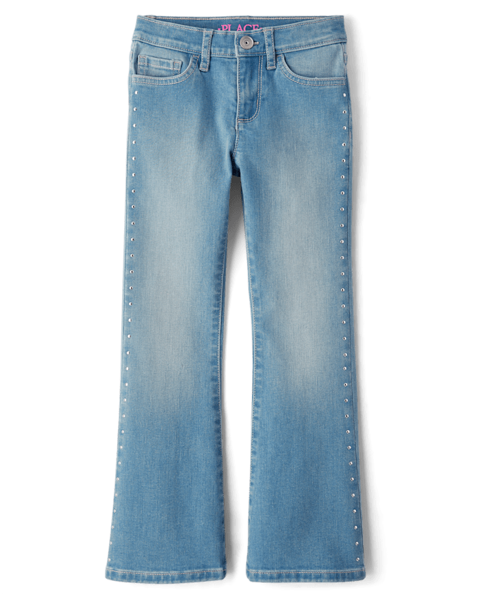 Jean évasé Fille Clouté