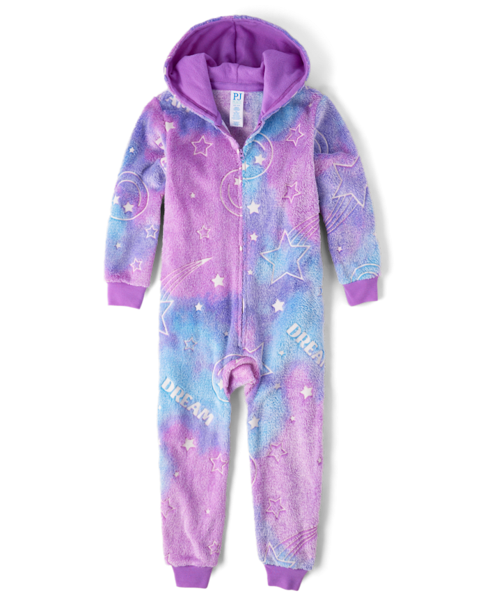 Girls Glow Icon Sherpa One Piece Pajamas