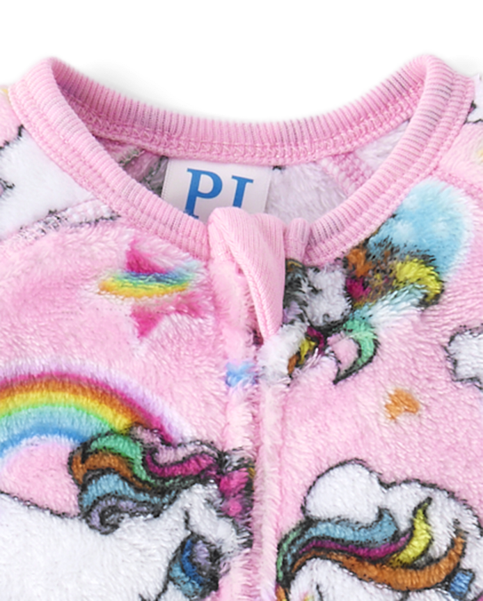 Baby And Toddler Girls Unicorn Footed One Piece Pajamas - Cozy Fleece