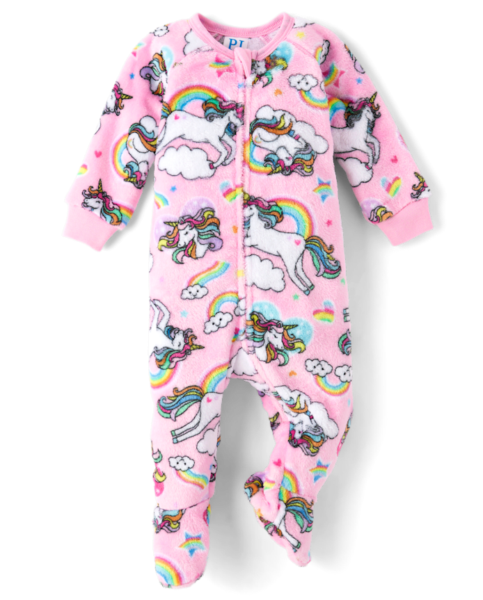 Baby And Toddler Girls Unicorn Footed One Piece Pajamas - Cozy Fleece