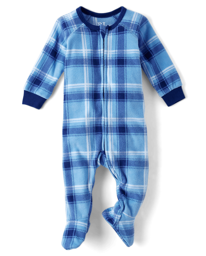 Baby And Toddler Boys Plaid Microfleece Footed One Piece Pajamas