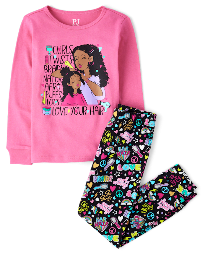 Girls Positive Words Snug Fit Cotton Pajamas