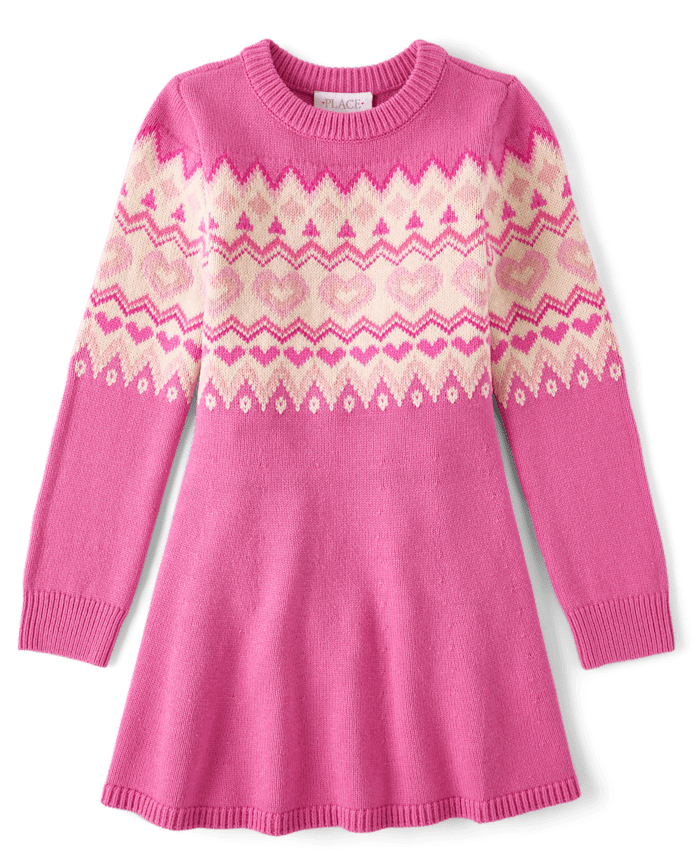 Girls Heart Fairisle Sweater Dress