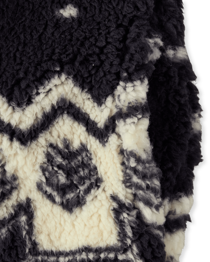 Girls Print Sherpa Zip Up Jacket