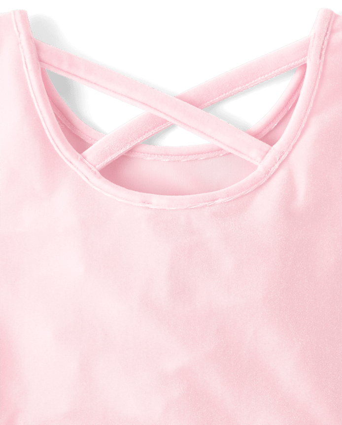 Girls Cross Back Glitter Velour Tutu Dress