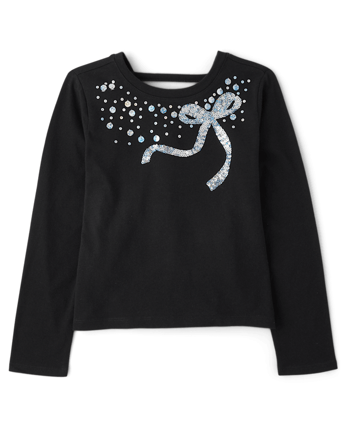 Girls Sequin Bar Back Graphic Top