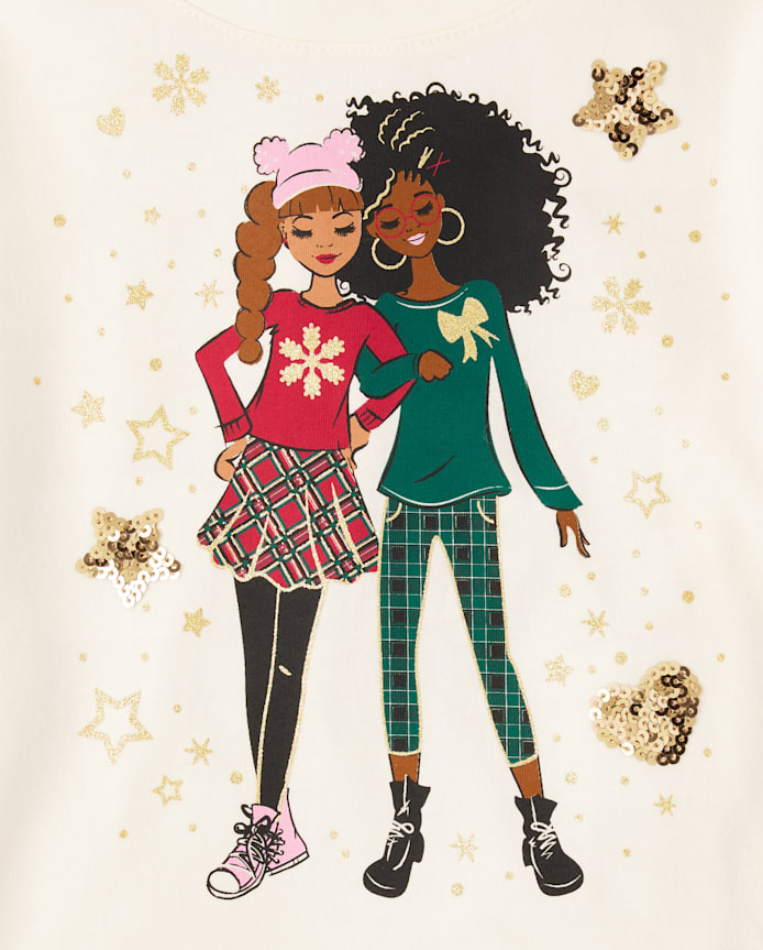 Girls Sequin Bar Back Graphic Top