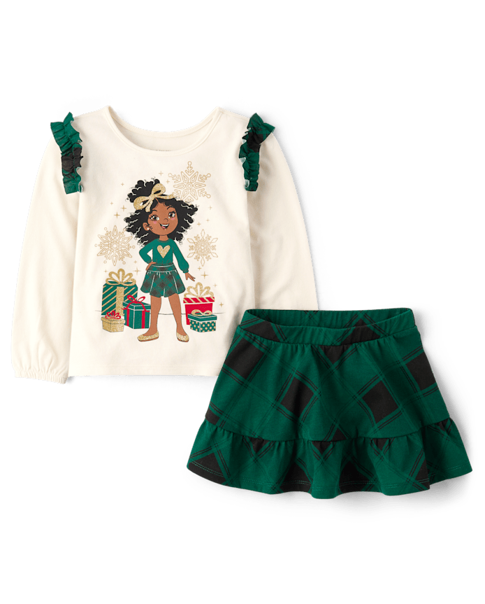 Toddler Girls Plaid Girl 2-Piece Outfit Set