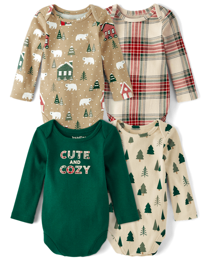 Baby Boys Plaid Bodysuit 4-Pack