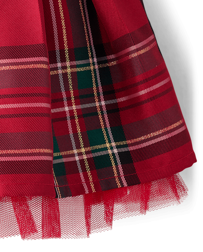 Baby Girls Matching Family Plaid Velour Fit And Flare Dress