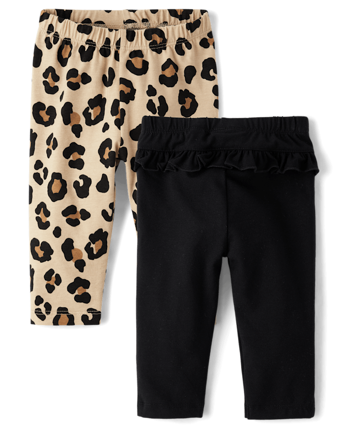 Baby Girls Leopard Ruffle Leggings 2-Pack