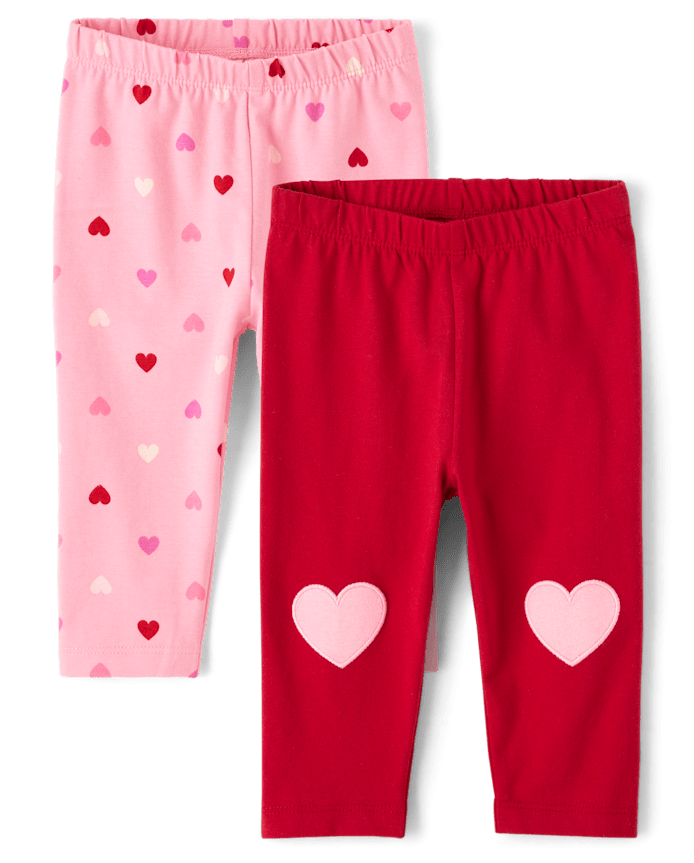 Baby Girls Heart Leggings 2-Pack