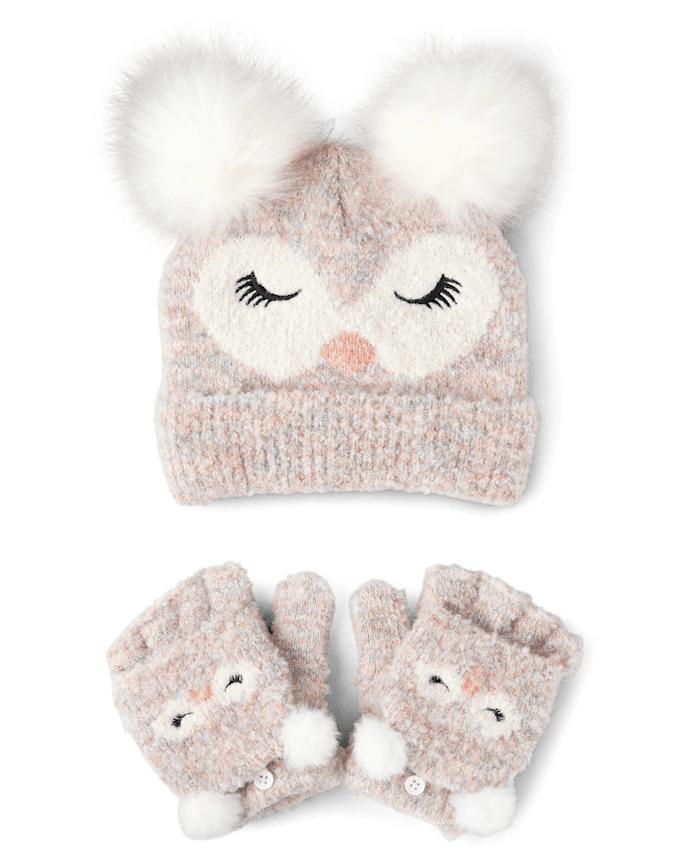 Girls Owl 2-Piece Cold Weather Set