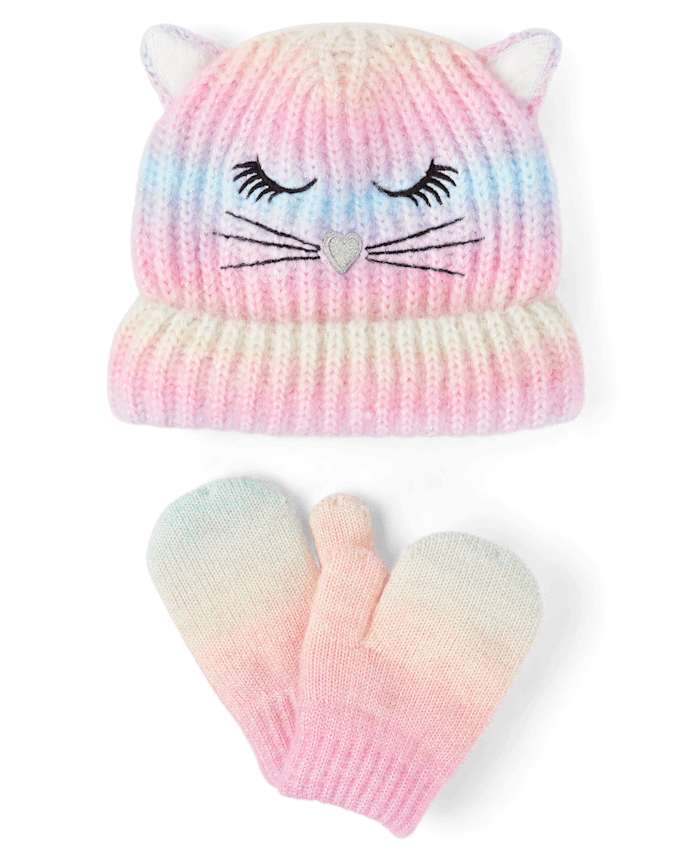 Toddler Girls Rainbow Ombre Cat 2-Piece Cold Weather Set