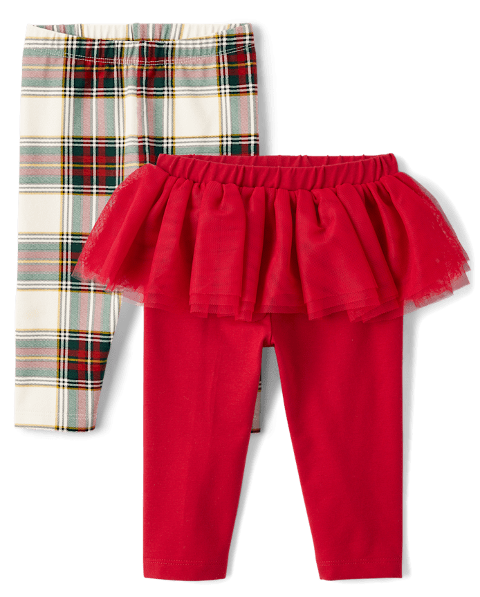 Baby Girls Plaid Tutu Leggings 2-Pack