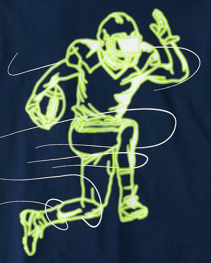 Boys Glow Football Player Graphic Tee