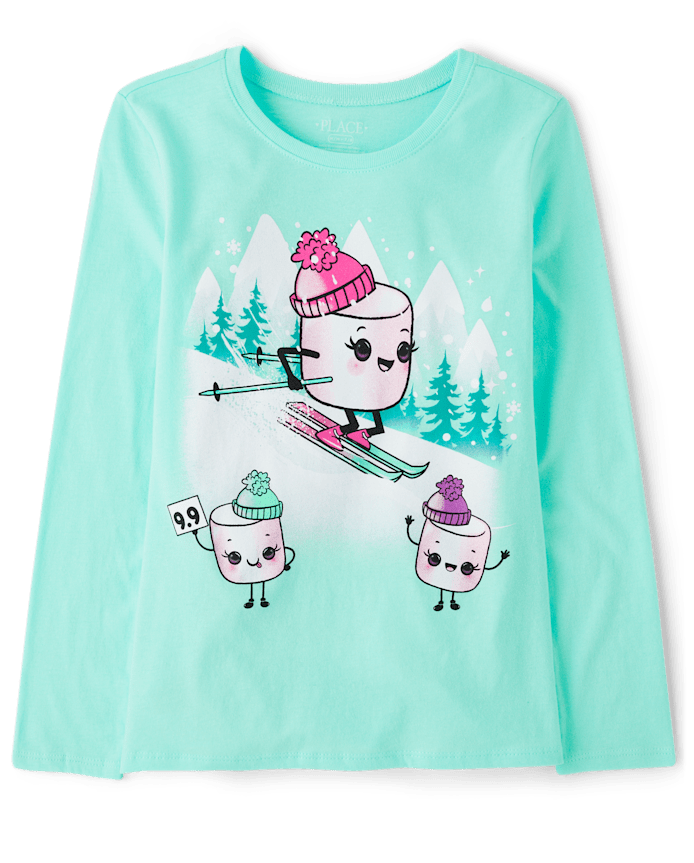 Girls Winter Marshmallows Graphic Tee