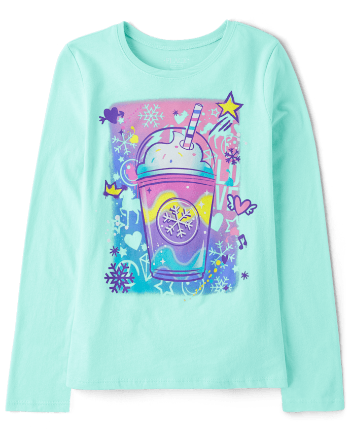 Girls Winter Tie-Dye Drink Graphic Tee