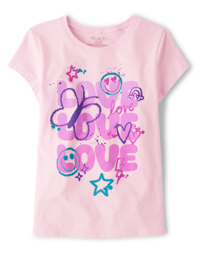 Girls Love Butterfly Graphic Tee