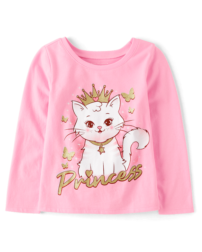 Baby And Toddler Girls Princess Cat Graphic Tee