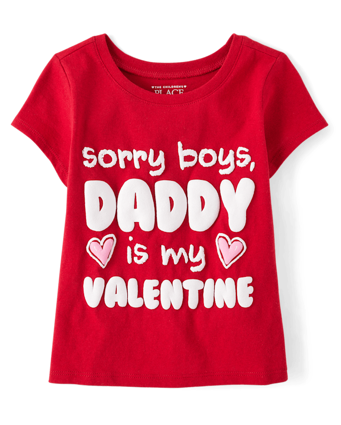 Baby And Toddler Girls Daddy Is My Valentine Graphic Tee