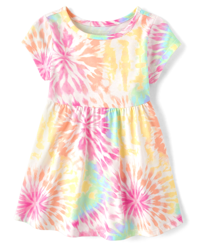 Robe de tous les jours tie-dye arc-en-ciel pour bébé et petite fille