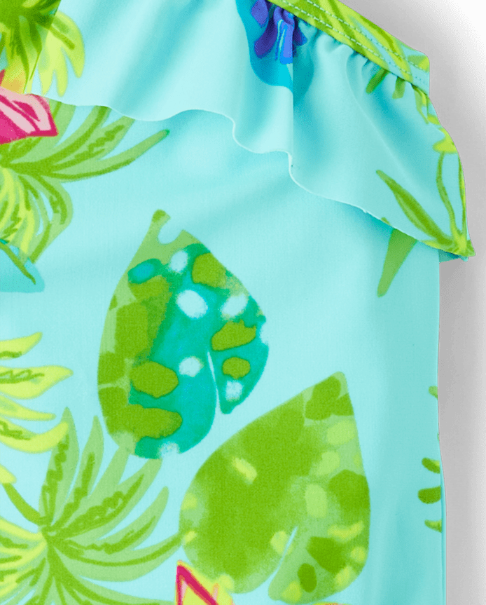 Baby And Toddler Girls Tropical One Shoulder Piece Swimsuit