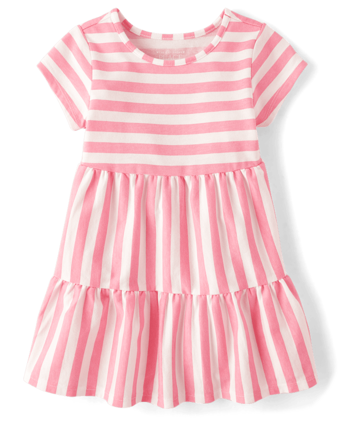 Baby And Toddler Girls Striped Tiered Dress