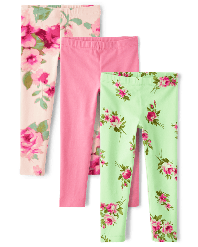 Toddler Girls Floral Leggings 3-Pack