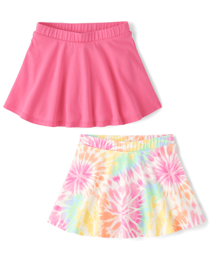 Toddler Girls Rainbow Tie Dye Skort 2-Pack