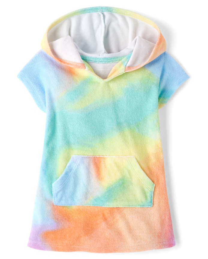 Baby And Toddler Girls Rainbow Marble Terry Swim Cover-Up