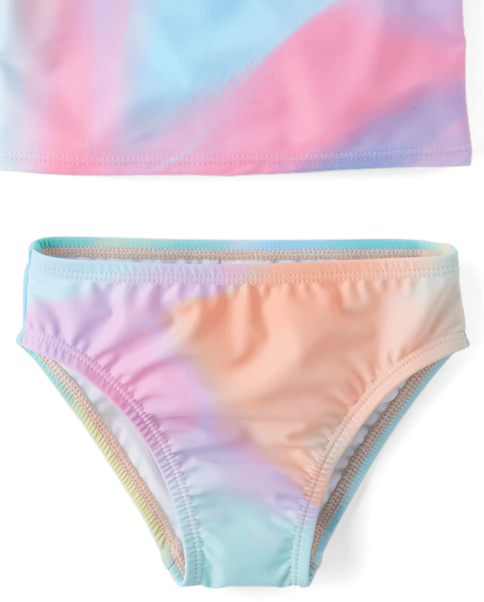 Toddler Girls Rainbow Marble 3-Piece Swimsuit