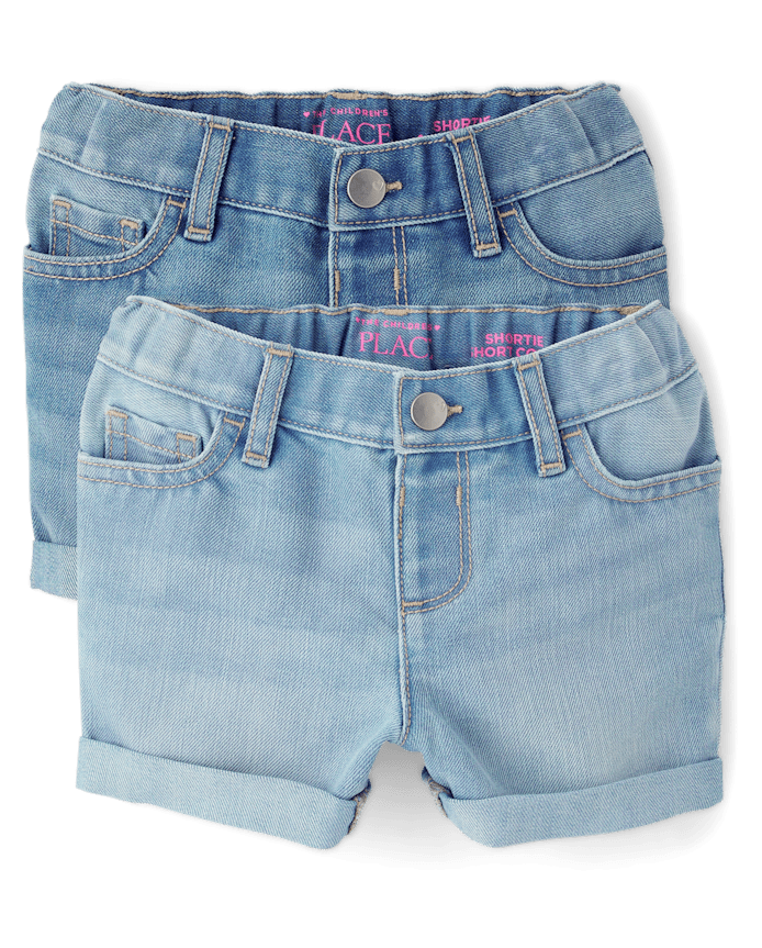Lot de 2 shorts en jean à revers retroussés pour petites filles