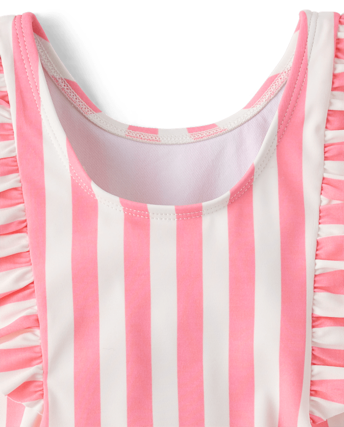 Baby And Toddler Girls Striped Flutter One Piece Swimsuit