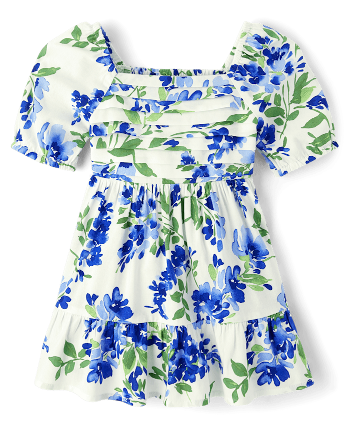 Toddler Girls Mommy And Me Floral Pleated Ruffle Dress