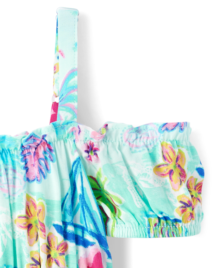 tout-petit, fille Famille assortie Tropical Off Shoulder Robes
