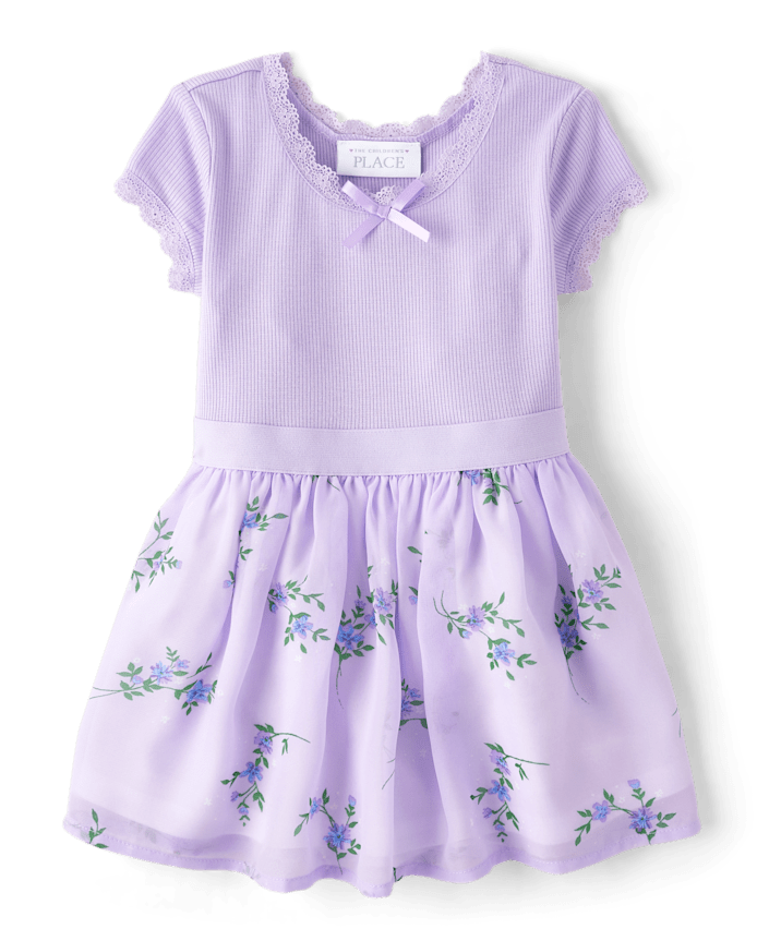 Baby And Toddler Girls Floral Ribbed Fit Flare Dress