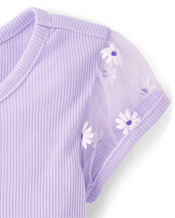 Baby And Toddler Girls 3D Daisy Mesh Fit Flare Dress