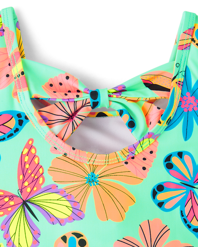 Baby And Toddler Girls Butterfly Bow Back One Piece Swimsuit