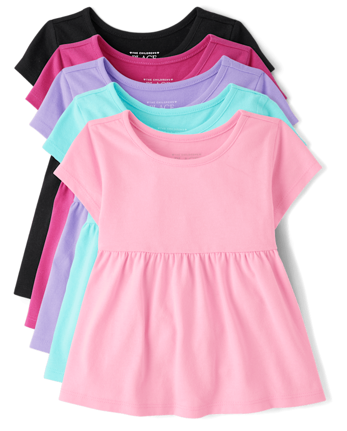 Toddler Girls Empire Babydoll Top 5-Pack
