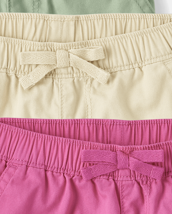 Toddler Girls Twill Pull On Shorts 4-Pack