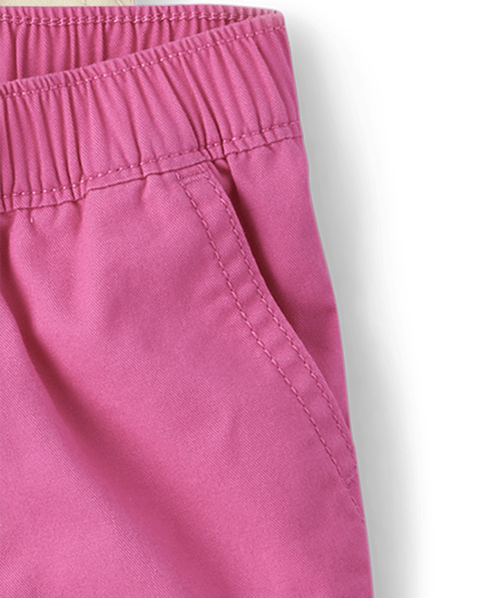 Toddler Girls Twill Pull On Shorts 4-Pack