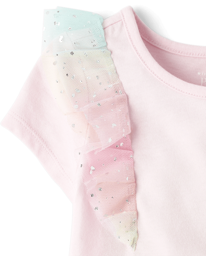 Toddler Girls Rainbow Foil Star Flutter Top