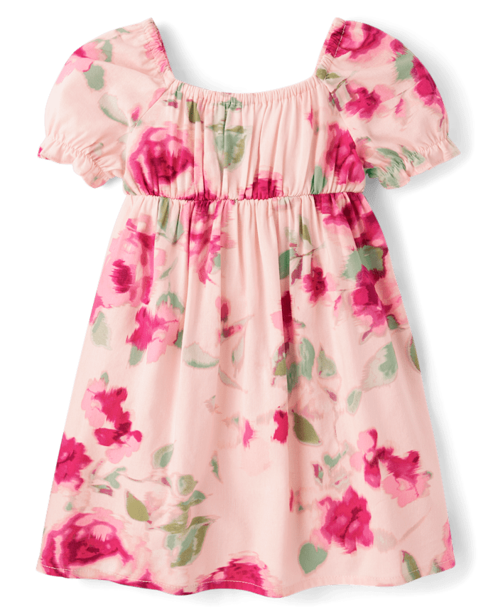 Toddler Girls Floral Bow Back Dress